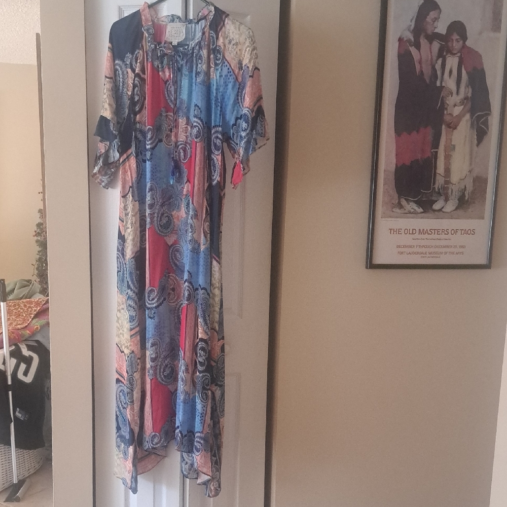 Johnny Was Jade Collection Cordelia  Multi Color Midi  Dress SzL EUC